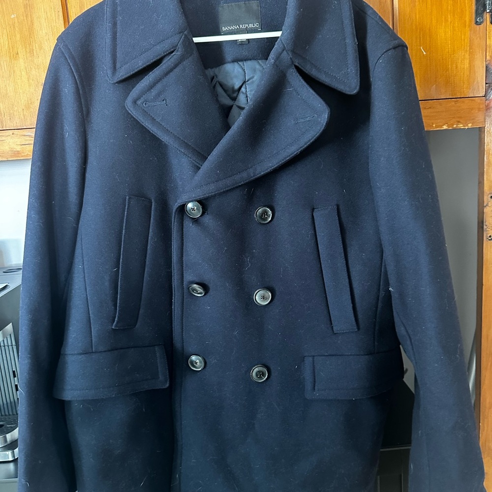 Banana Republic Men's Dark Blue Peacoat